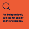 Are independently audited for quality and transparency.